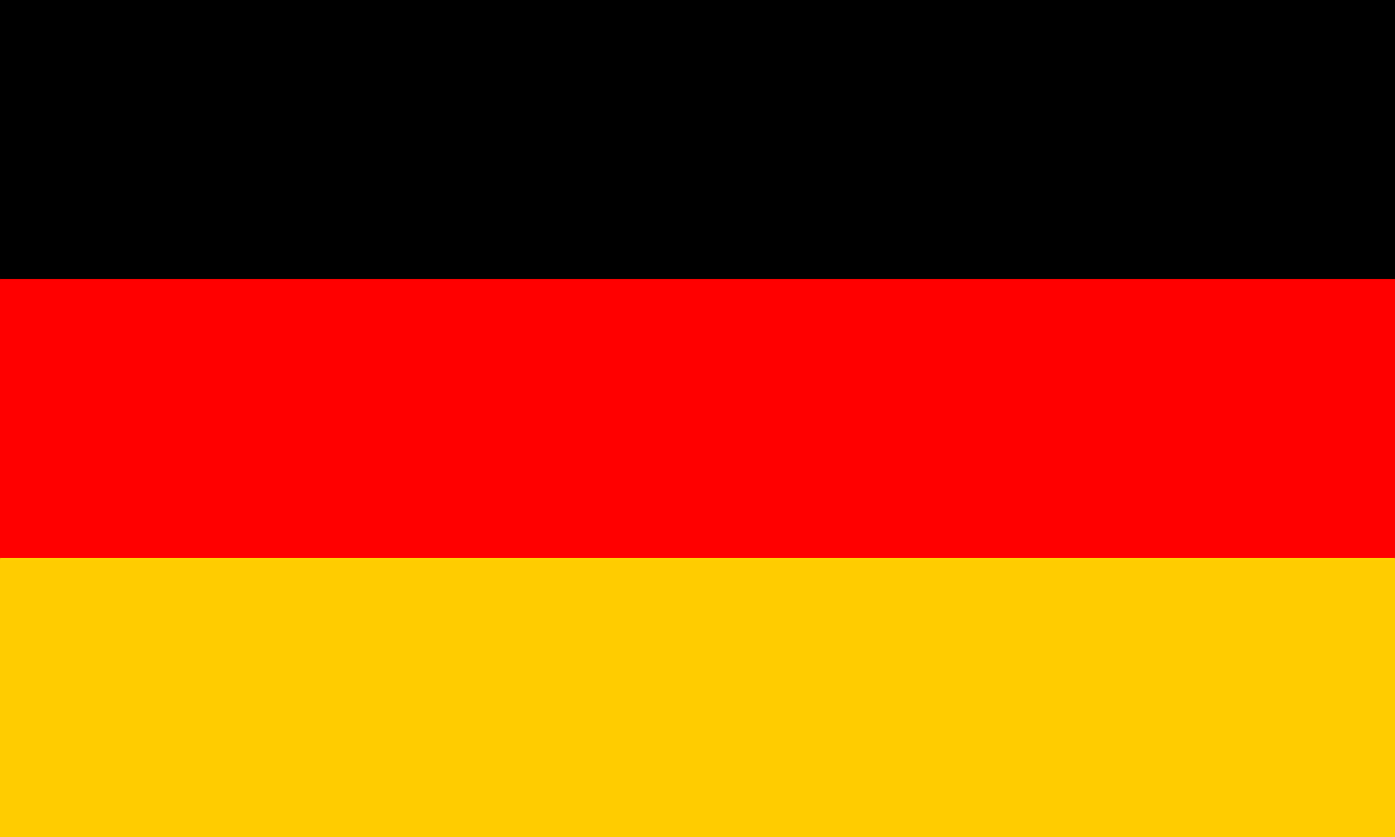 Almanya bayrağı veya Almanya bayrağı siyah bir arka plan üzerinde gösterilmektedir.
